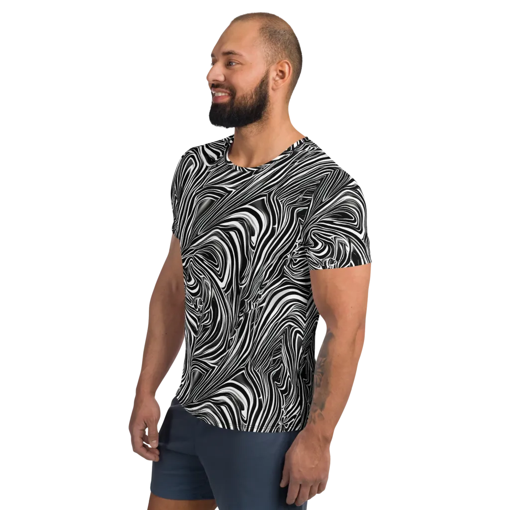 Monochrome Vortex on Men's Athletic T-Shirt — Left