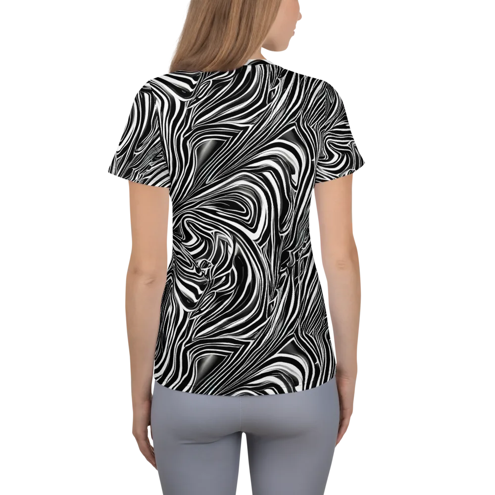 Monochrome Vortex on Women's Athletic T-Shirt — Back