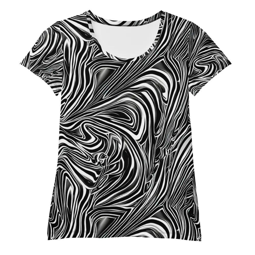 Monochrome Vortex on Women's Athletic T-Shirt — Front
