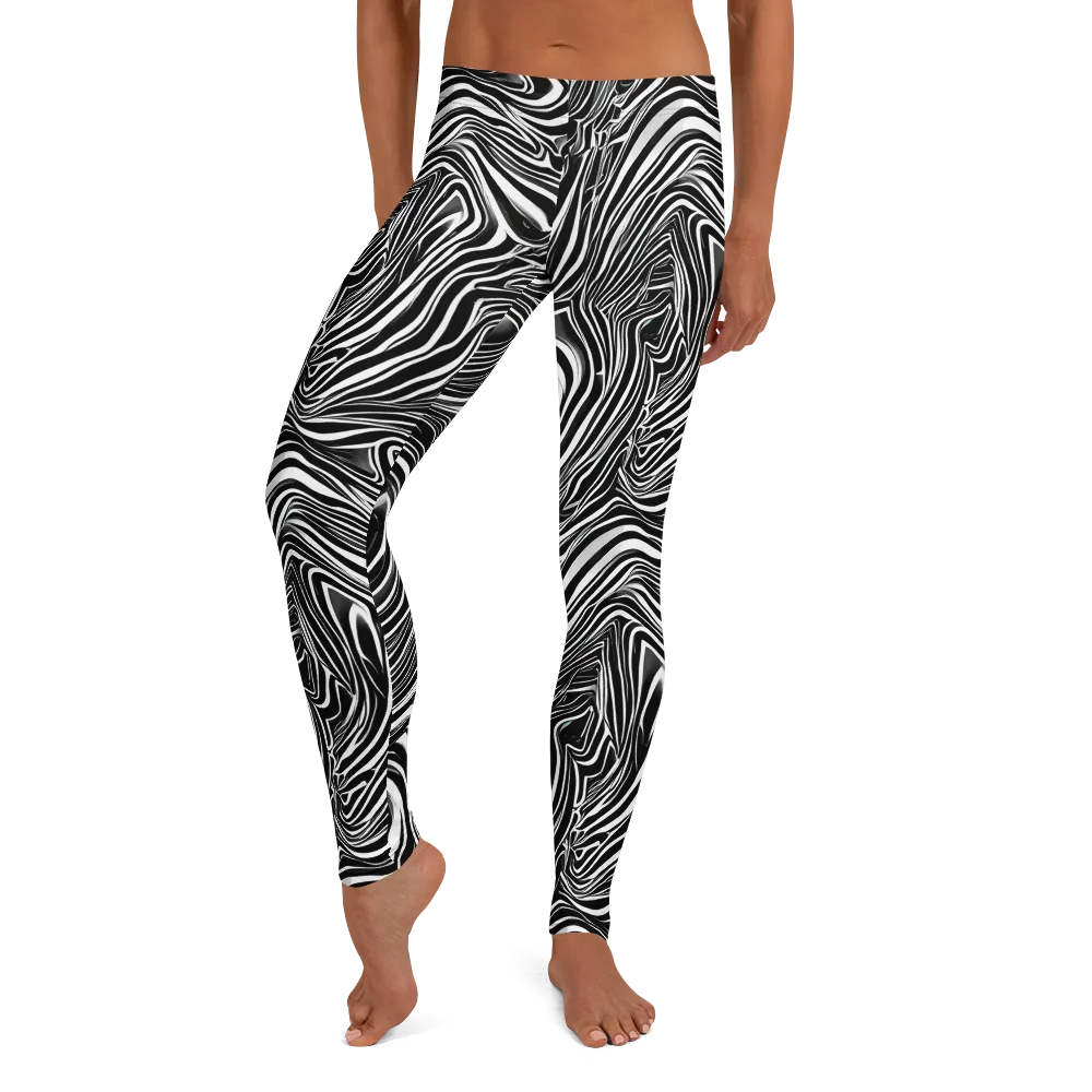 Monochrome Vortex on Leggings — Front