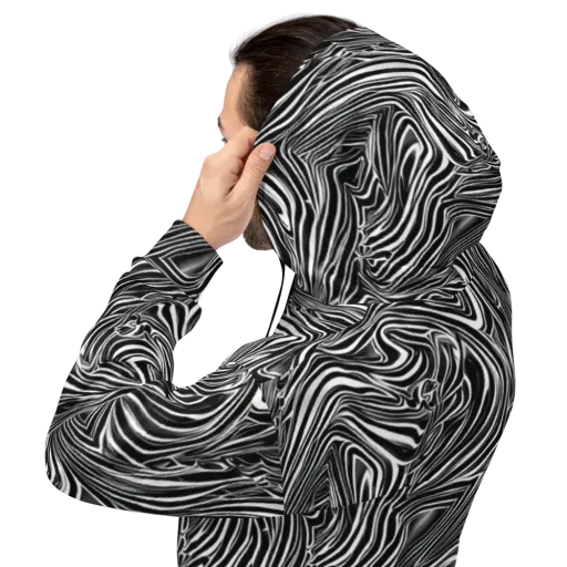 Monochrome Vortex on a Hoodie