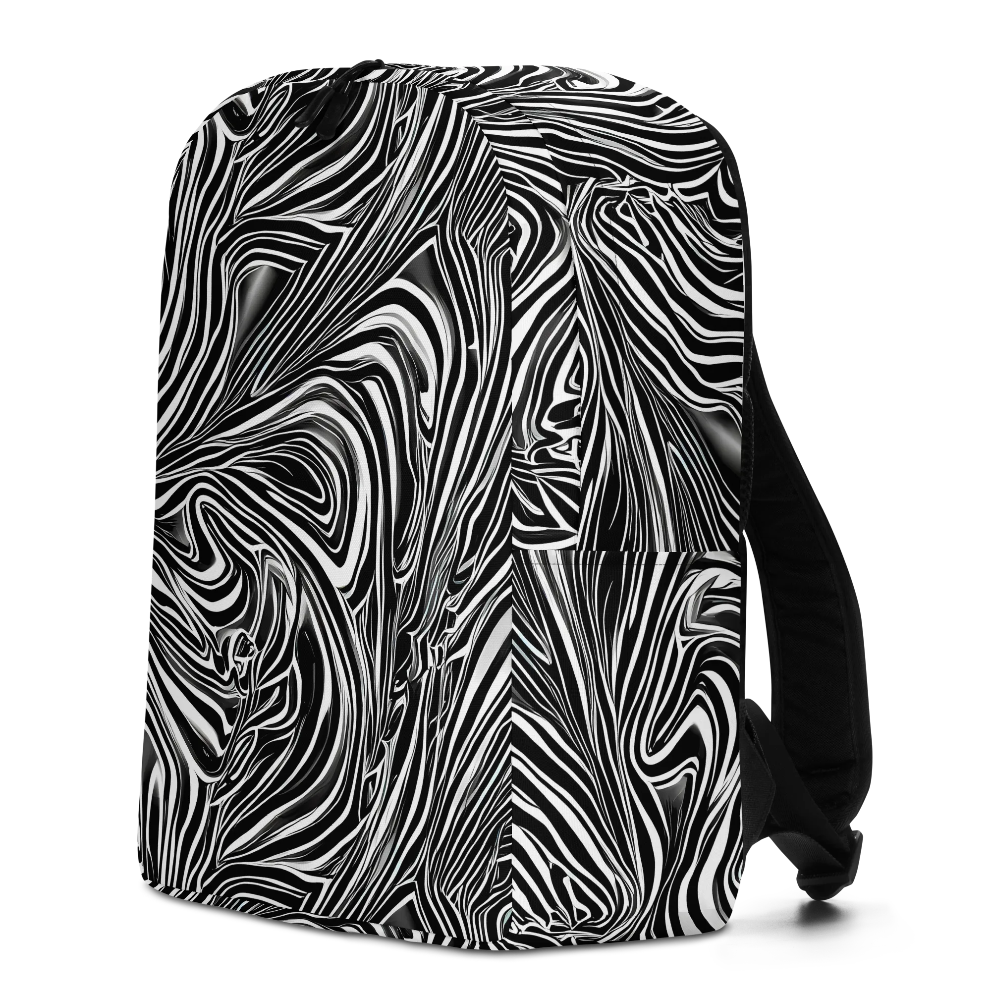 Monochrome Vortex on Minimalist Backpack — Left