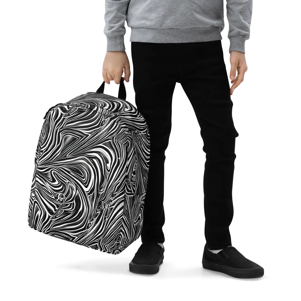 Monochrome Vortex on Minimalist Backpack — Zoomed-in
