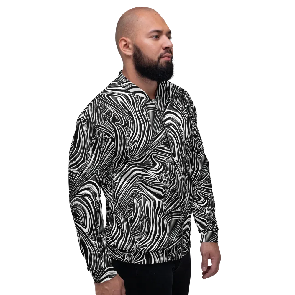Monochrome Vortex on Bomber Jacket — Right