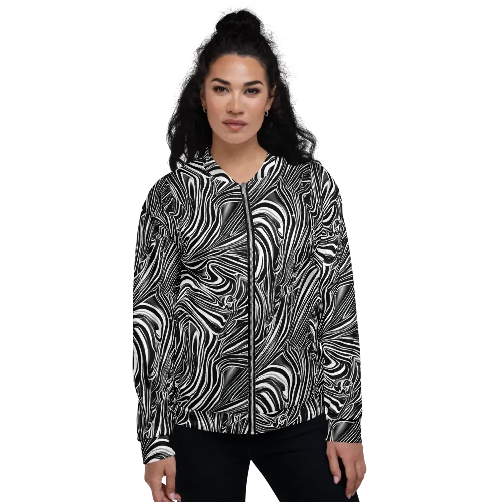Monochrome Vortex on Bomber Jacket — Front