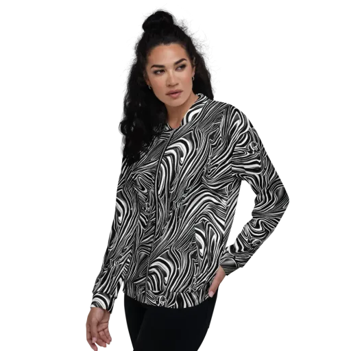 Monochrome Vortex on a Bomber Jacket