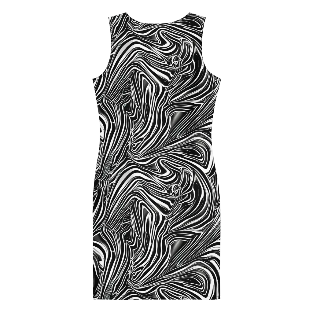 Monochrome Vortex on Bodycon Dress — Back