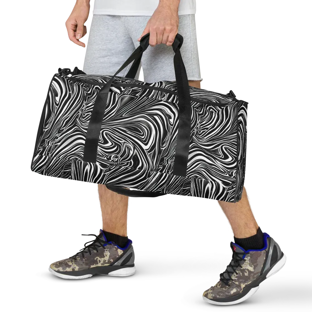 Monochrome Vortex on Duffle Bag — Front