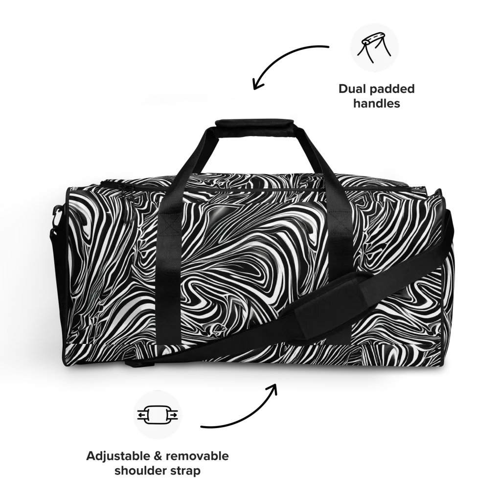 Monochrome Vortex on Duffle Bag — Front