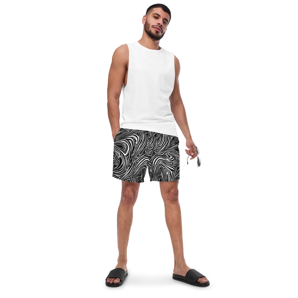 Monochrome Vortex on Swim Trunks — Front