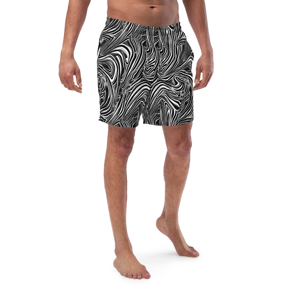Monochrome Vortex on Swim Trunks — Front