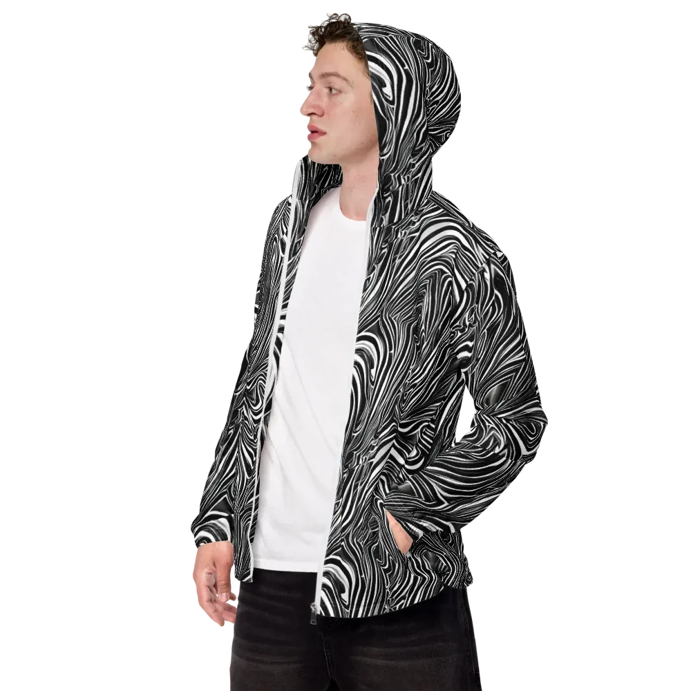 Monochrome Vortex on Men's Windbreaker — Left Front