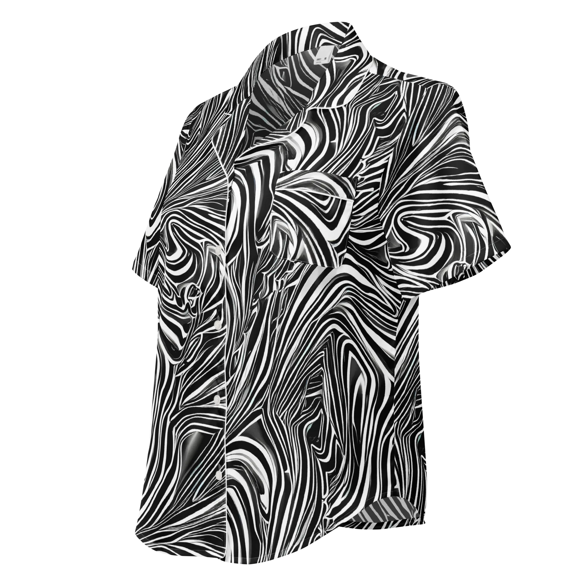 Monochrome Vortex on Women's Short Sleeve Pajama Top — Left Front