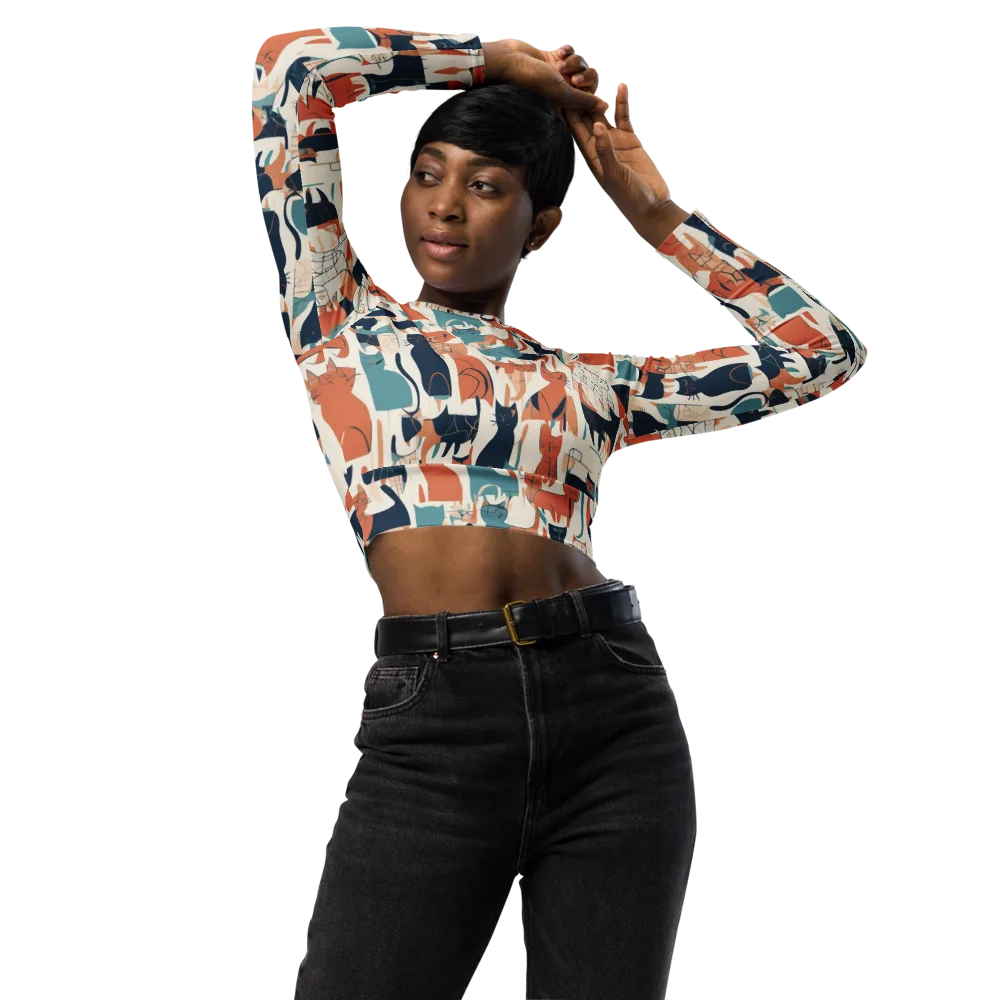 Catwalk Chorus on Long Sleeve Crop Top — Front
