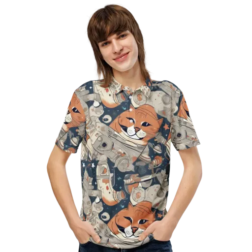 Astrocat Assembly on a Men's Slim Fit Polo Shirt