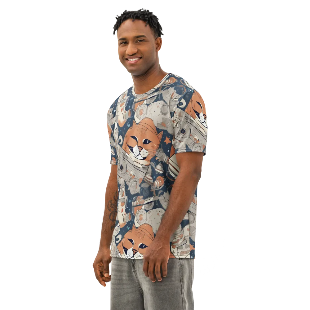 Astrocat Assembly on Men's Cotton Crew Neck T-Shirt — Left Front