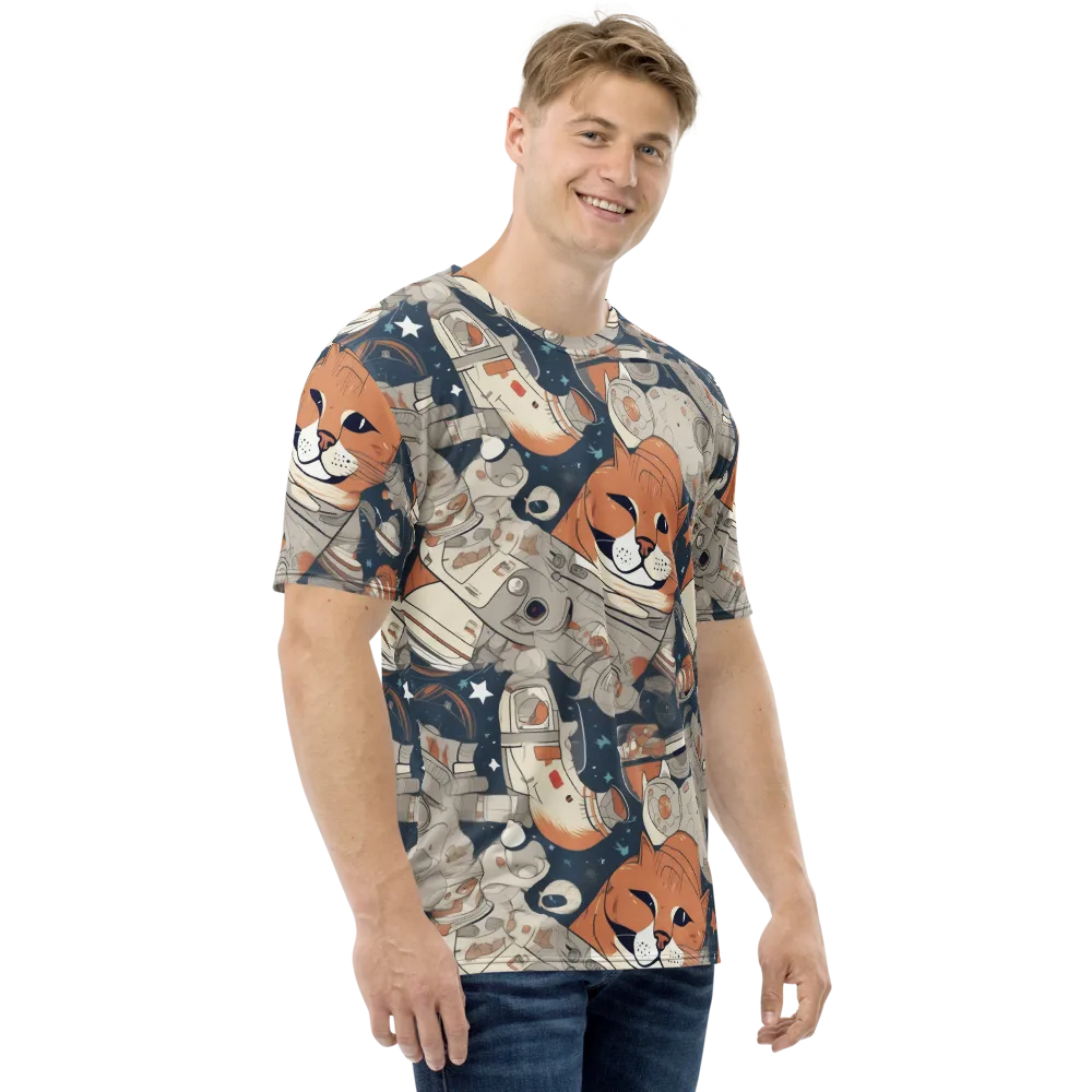 Astrocat Assembly on Men's Crew Neck T-Shirt — Right
