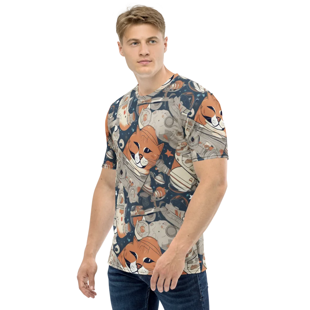 Astrocat Assembly on Men's Crew Neck T-Shirt — Left