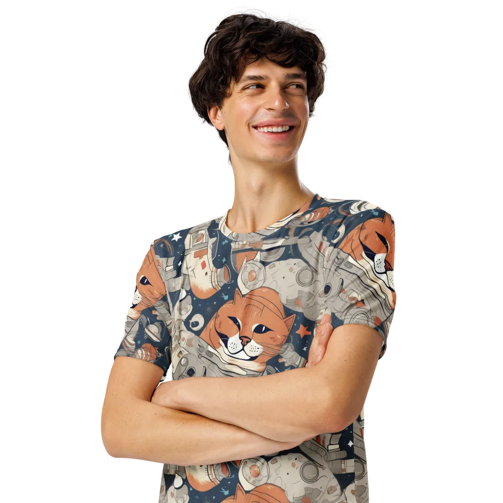 Astrocat Assembly on Men's Crew Neck T-Shirt — Left Front