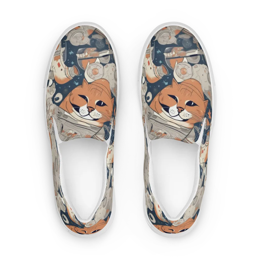 Astrocat Assembly on Men's Slip-On Canvas Shoes — Front