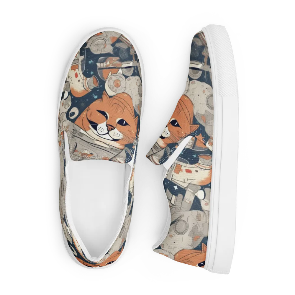 Astrocat Assembly on Men's Slip-On Canvas Shoes — Front