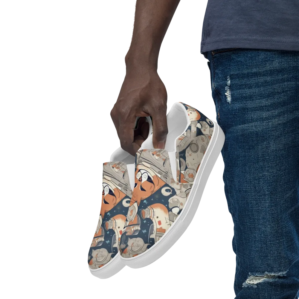 Astrocat Assembly on Men's Slip-On Canvas Shoes — Left Front