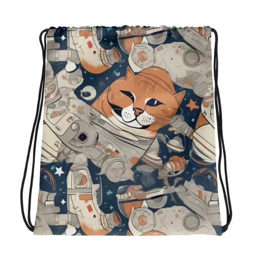 Astrocat Assembly on a Drawstring Bag