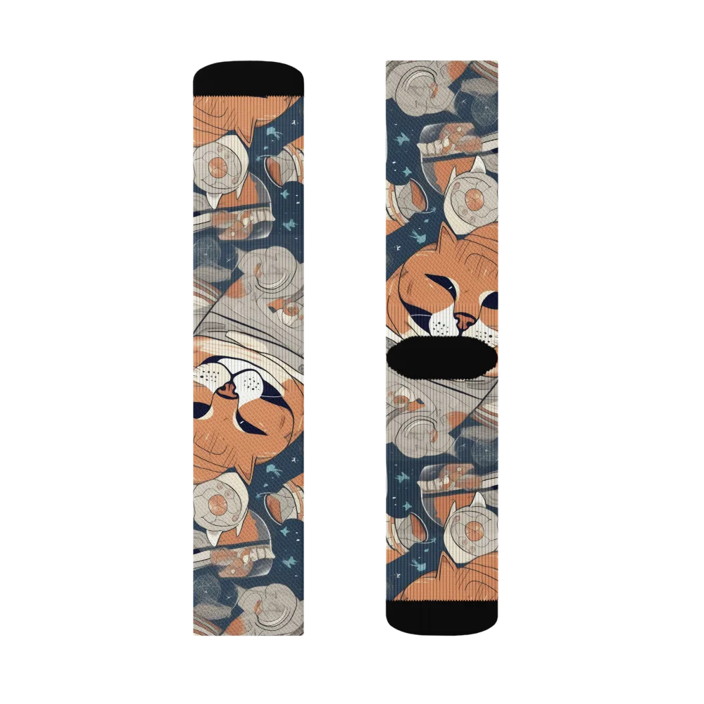 Astrocat Assembly on Socks — Left Sock