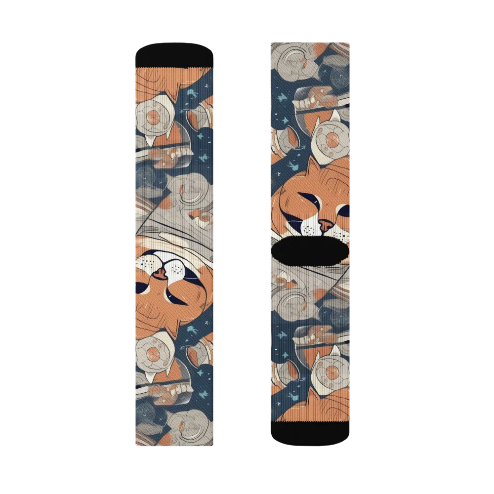 Astrocat Assembly on Socks — Right Sock
