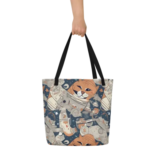 Astrocat Assembly on a Large Tote Bag W/ Pocket