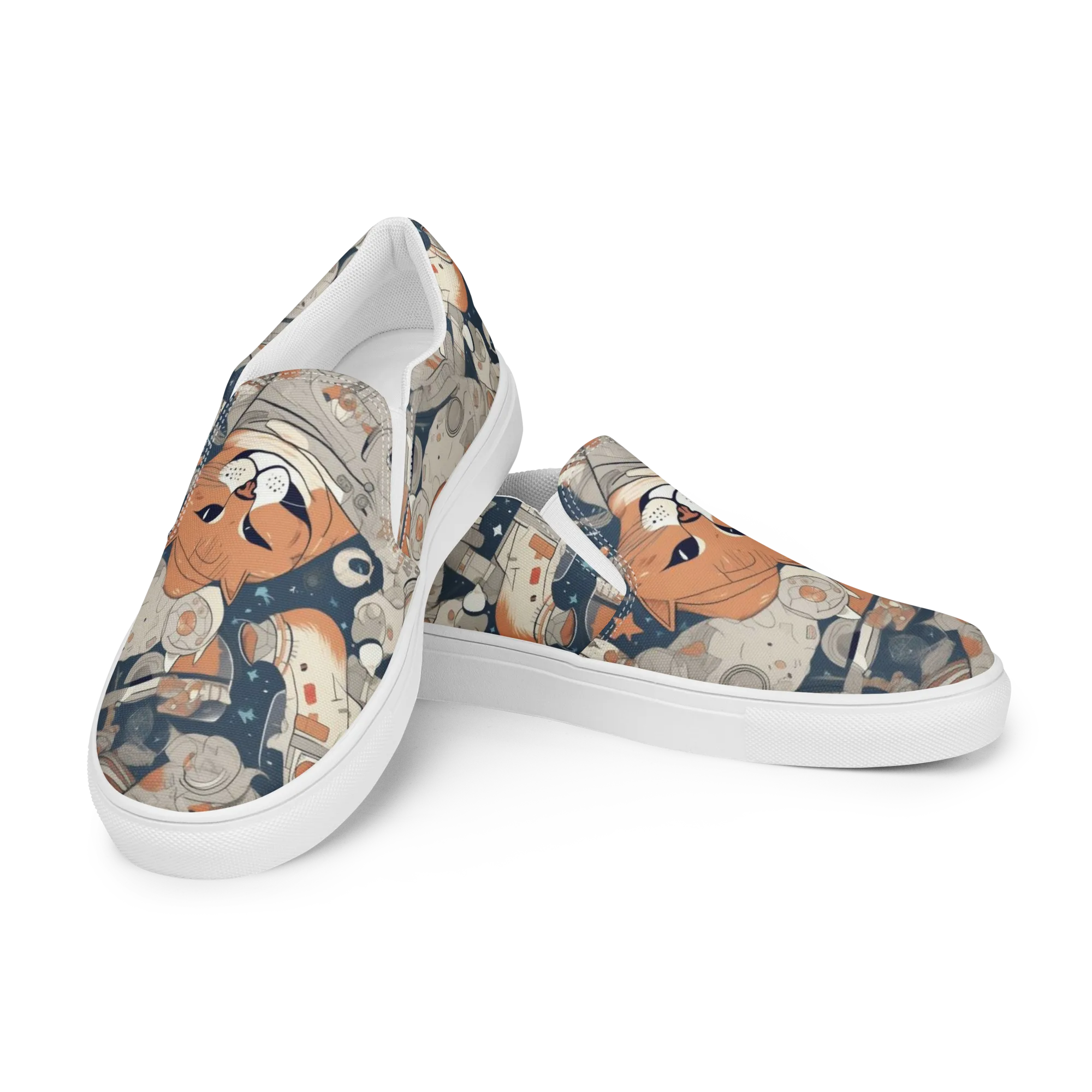 Astrocat Assembly on Women's Slip-On Canvas Shoes — Left Front