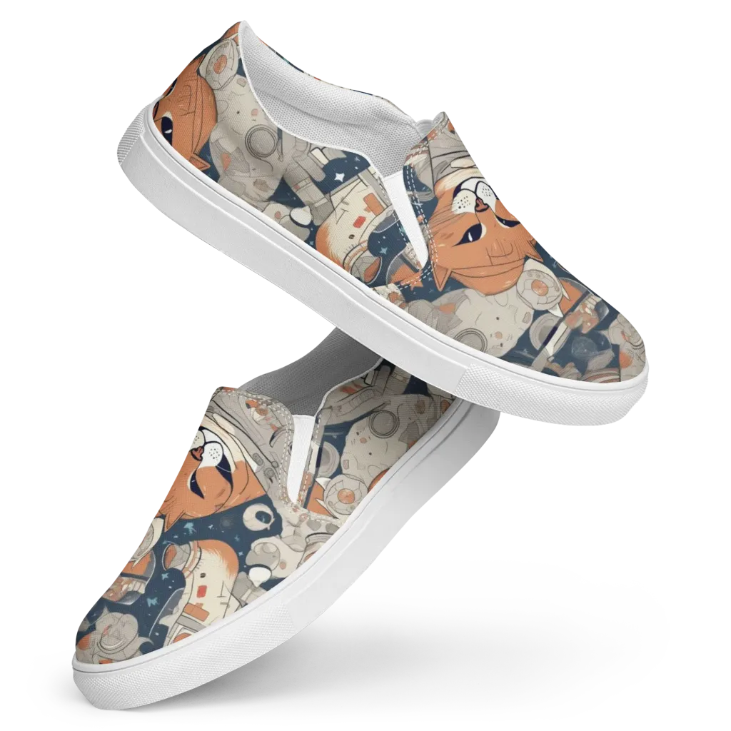 Astrocat Assembly on Women's Slip-On Canvas Shoes — Front