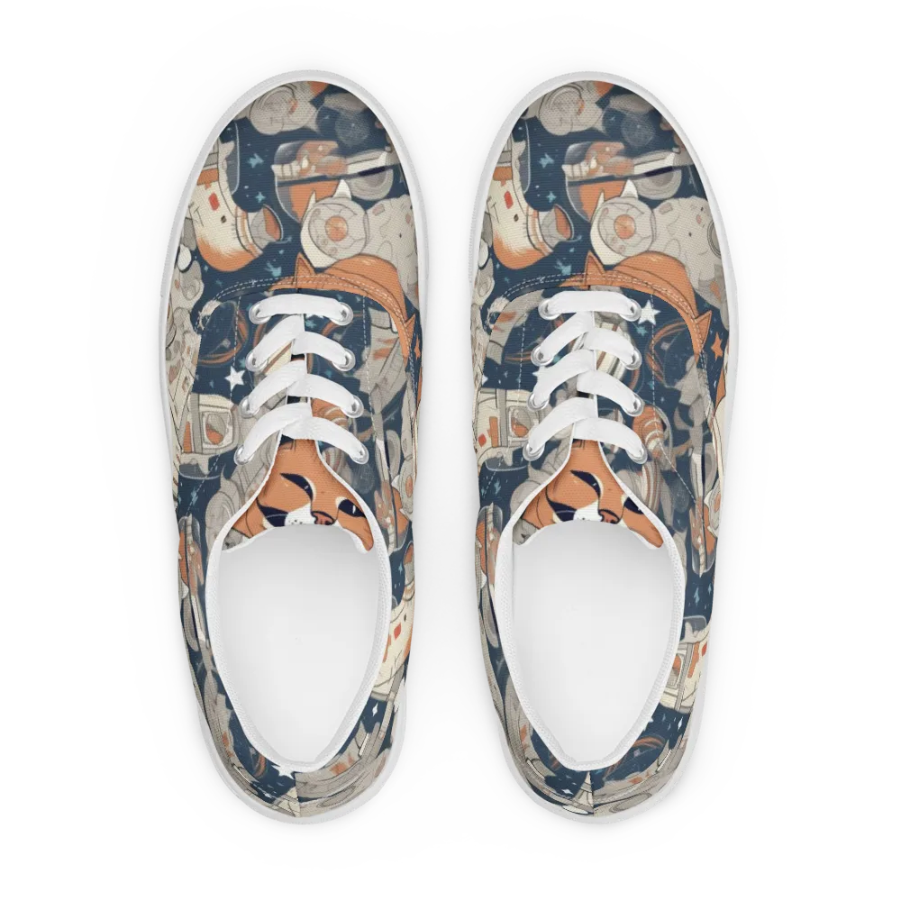 Astrocat Assembly on Men's Lace-Up Canvas Shoes — Front