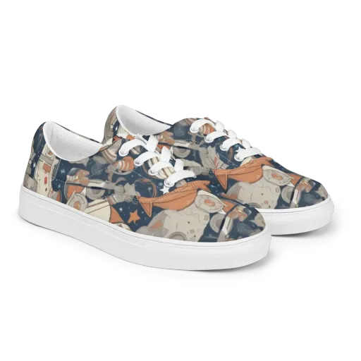 Astrocat Assembly on a Men's Lace-Up Canvas Shoes