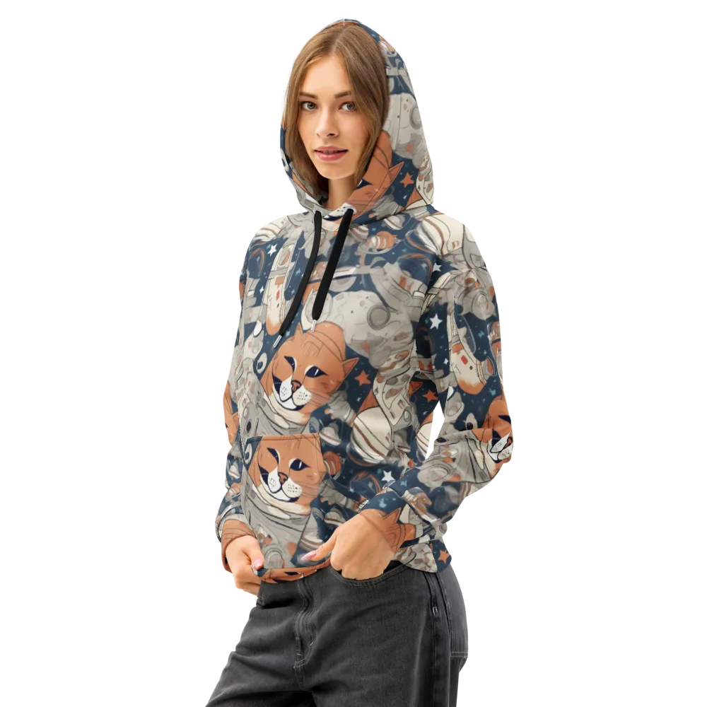 Astrocat Assembly on Cotton Hoodie — Left Front