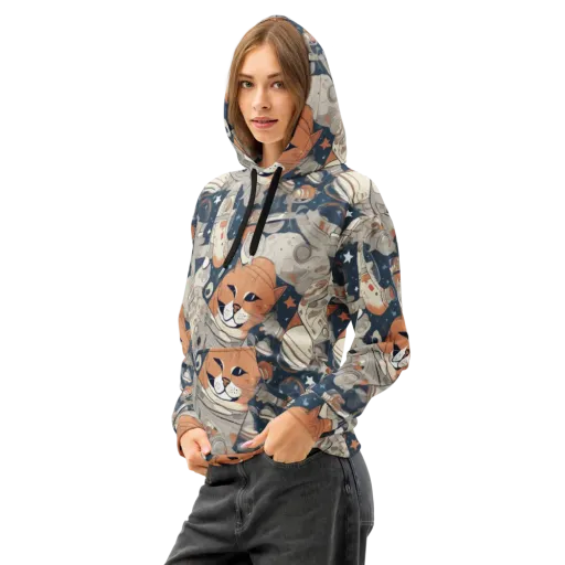 Astrocat Assembly on a Cotton Hoodie