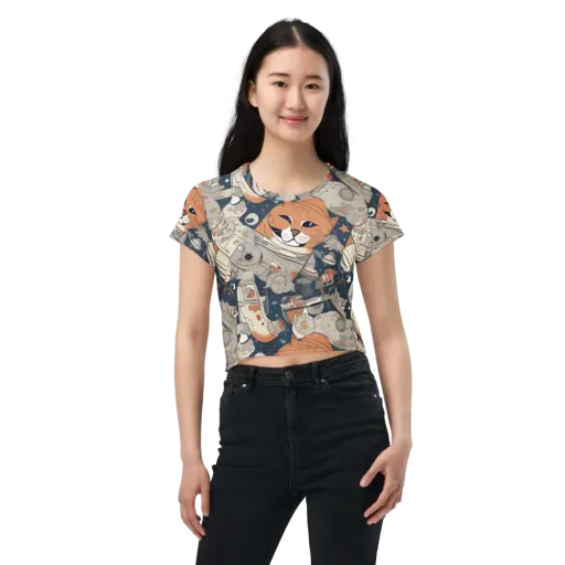 Astrocat Assembly on a Crop Tee