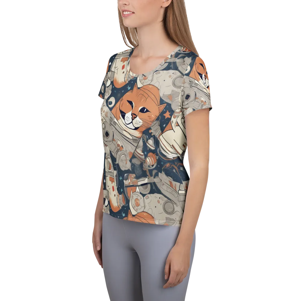 Astrocat Assembly on Women's Athletic T-Shirt — Left