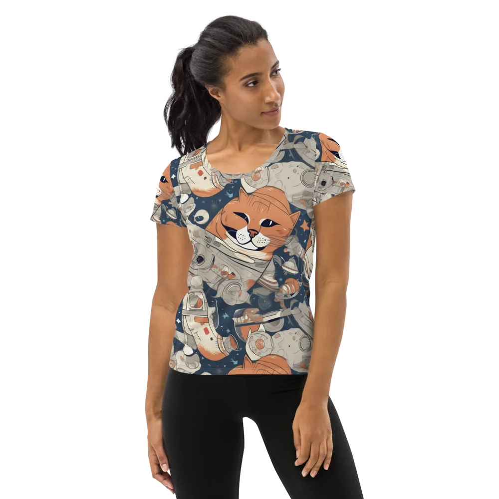 Astrocat Assembly on Women's Athletic T-Shirt — Front