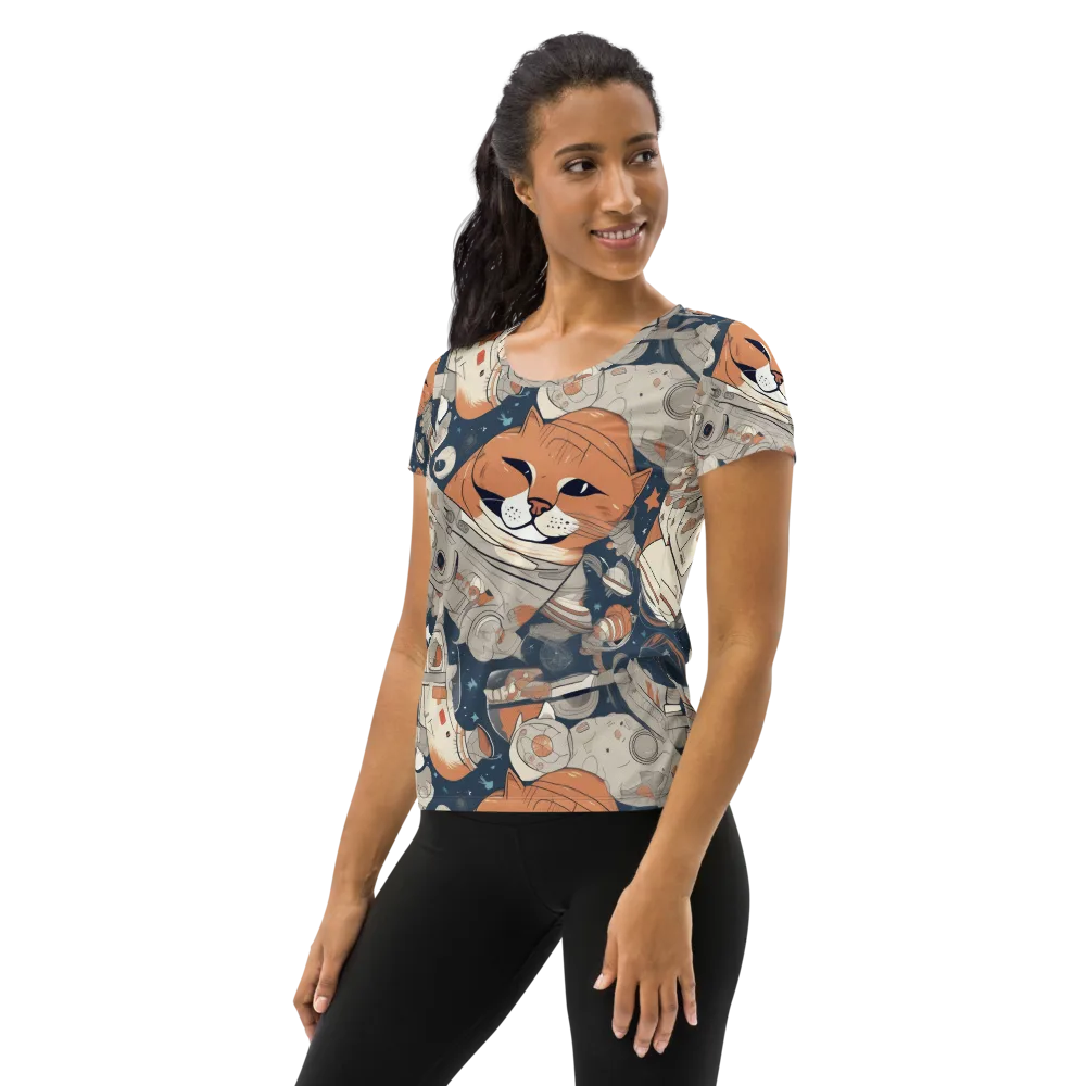 Astrocat Assembly on Women's Athletic T-Shirt — Left