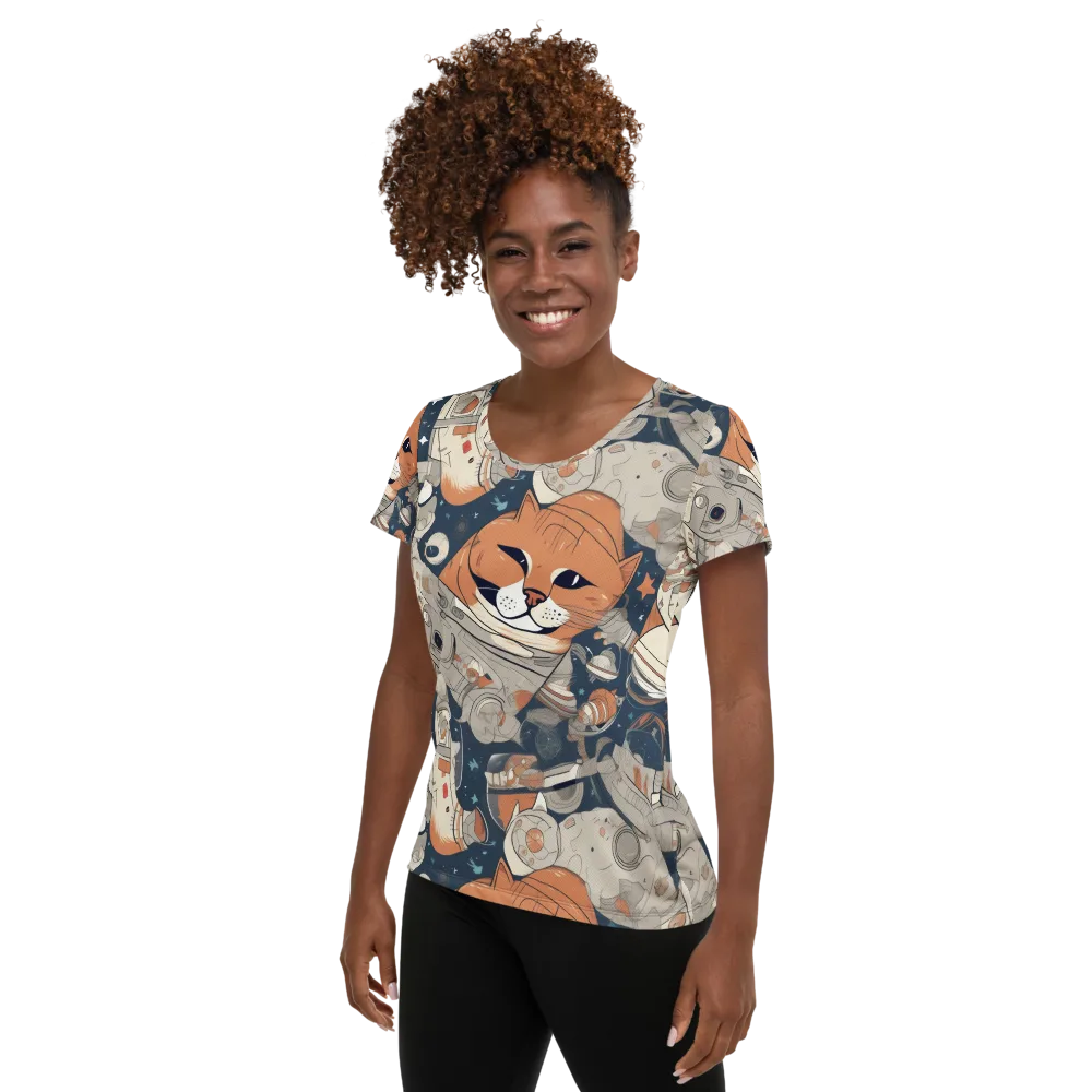 Astrocat Assembly on Women's Athletic T-Shirt — Left