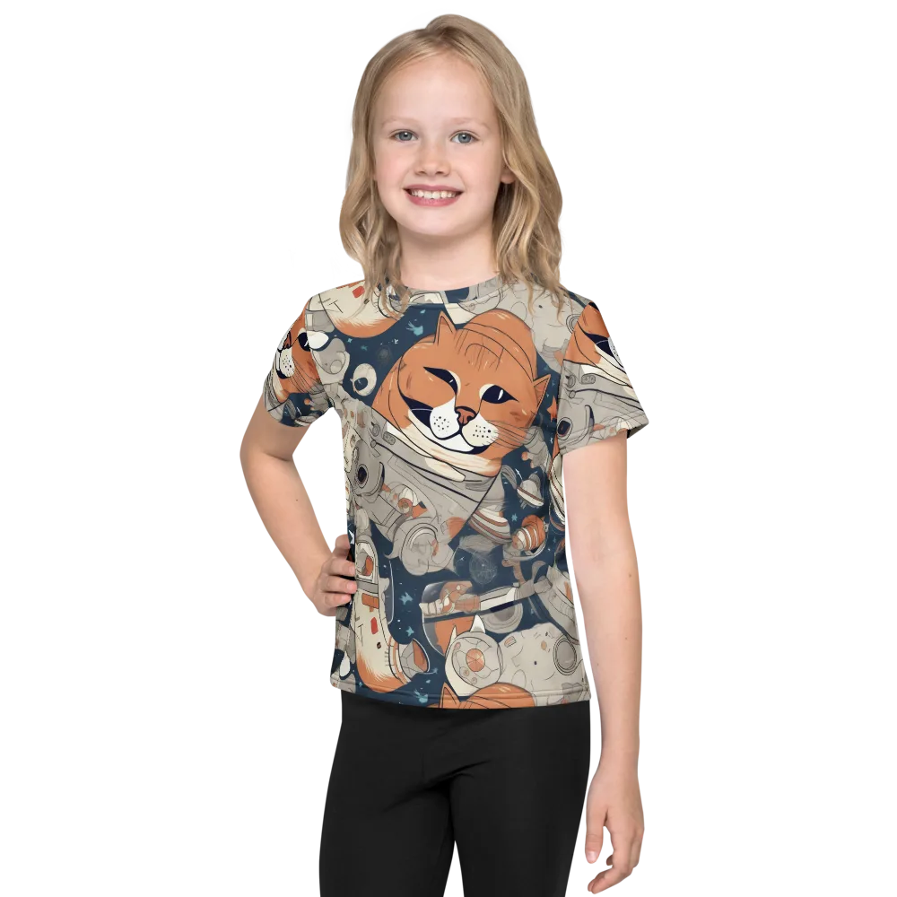 Astrocat Assembly on Kids Crew Neck T-Shirt — Front