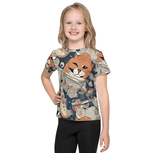 Astrocat Assembly on a Kids Crew Neck T-Shirt