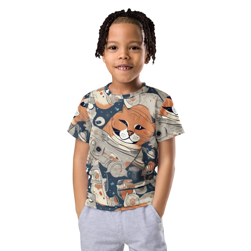 Astrocat Assembly on Kids Crew Neck T-Shirt — Front