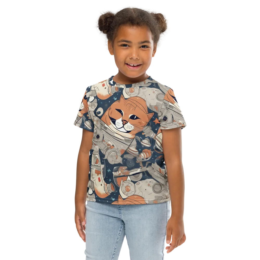 Astrocat Assembly on Kids Crew Neck T-Shirt — Front