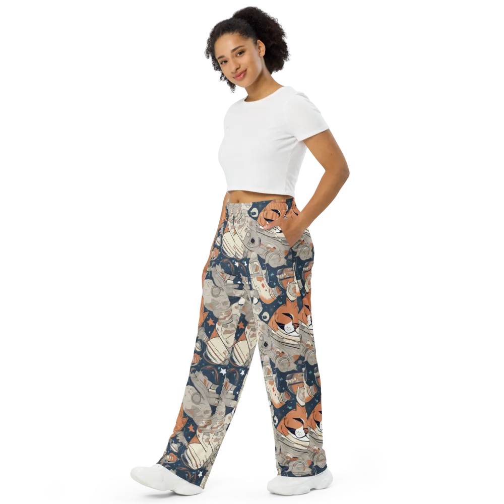 Astrocat Assembly on Wide-Leg Pants — Left Front
