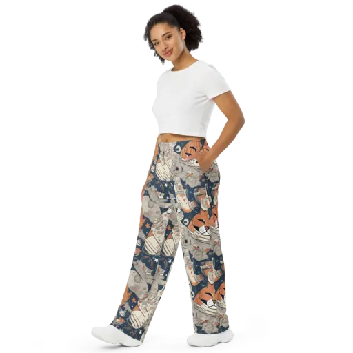 Astrocat Assembly on a Wide-Leg Pants
