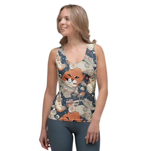 Astrocat Assembly on a Women's Tank Top