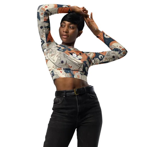 Astrocat Assembly on a Long Sleeve Crop Top