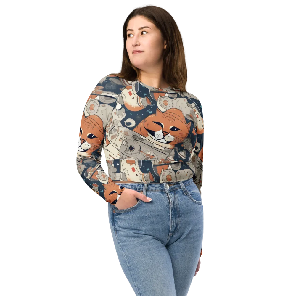 Astrocat Assembly on Long Sleeve Crop Top — Front